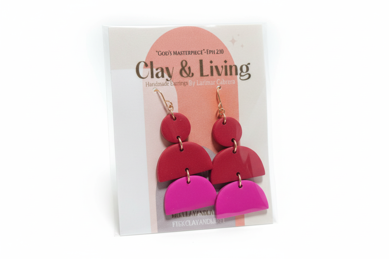 3 Tier Red & Pink Clay